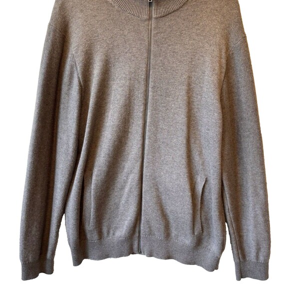 Michael Kors Sweater Men's XL‎ Gray Knit Full Zip Mock Neck Cotton Wool Blend - Picture 1 of 10